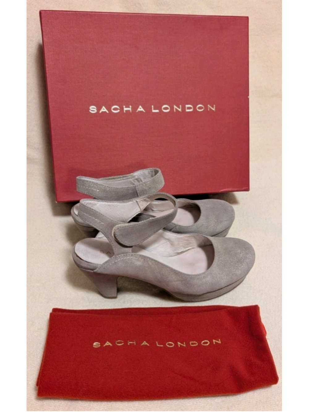 Sacha London Vesta Platform Mary Jane Gold Metal Suede Size 8 S999
